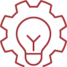 Red gear and light icon