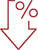 red decrease percentage arrow icon